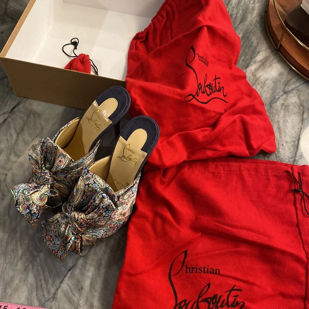 Christian Louboutin Moniquissima Paisley Red Sole Slide Sandal | Used Once - Picture 6 of 16